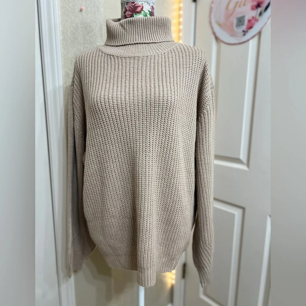 Petal & Pup Beige Turtleneck Sweater
